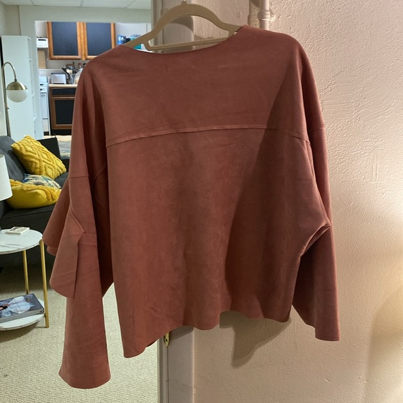 CQ by CQ Pink Velvet Ruffle Shirt - Picture 2 of 4